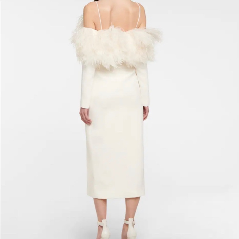 DAVID KOMA FEATHER TOP LONG SLEEVE MIDI DRESS - Picture 4 of 7